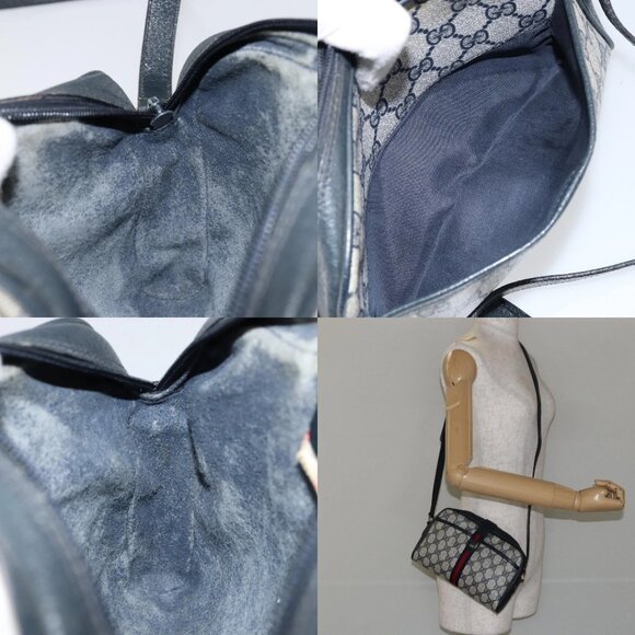 GUCCI GG Supreme Sherry Line Shoulder Bag PVC Navy Gold 10 02 055 Auth ep11283 - Picture 15 of 16